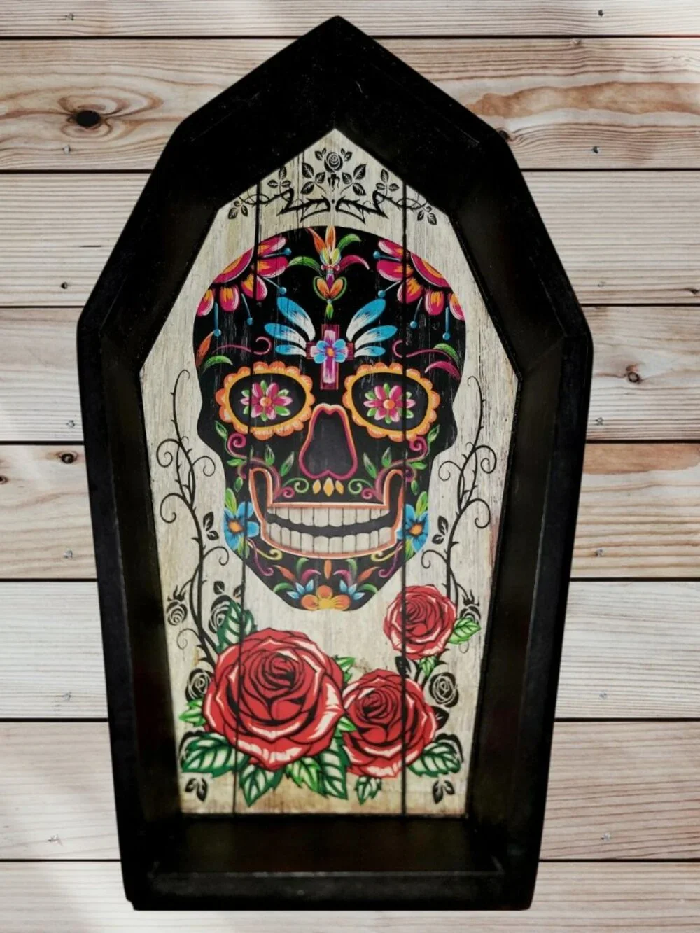 Set of 2 -Day of the Dead-Skull Coffin Shadowbox Wall Decor - Dia de los Muertos